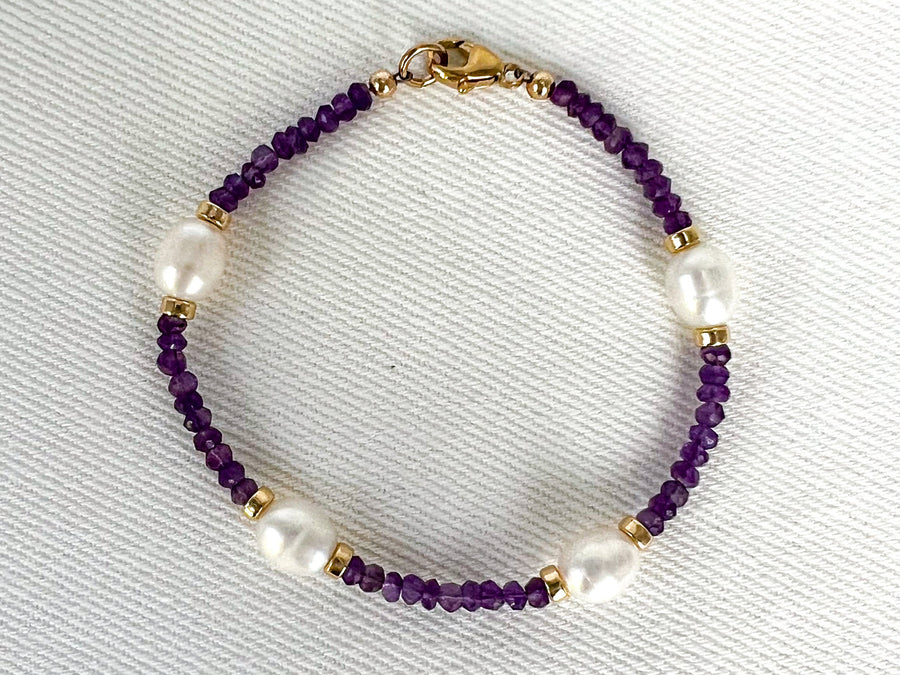 Amethyst and Freshwater Pearl Bracelet