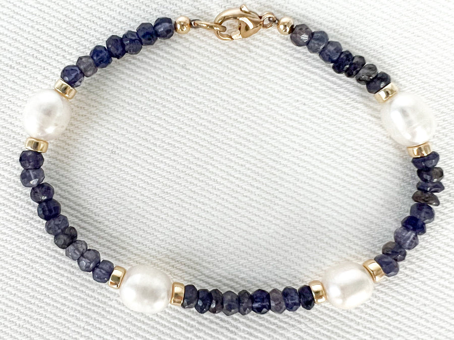 Iolite and Pearl Bracelet