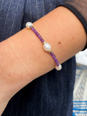 Amethyst and Freshwater Pearl Bracelet