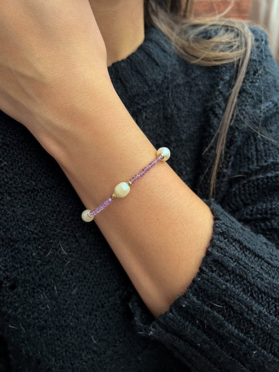Light Amethyst and Pearl Bracelet