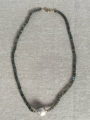 Heishi Labradorite and Baroque Pearl Necklace