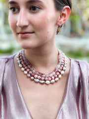 Rhodochrosite Baroque Pearl Necklace