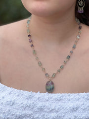 Fluorite Rondelle Necklace with Fluorite Pendant