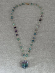Fluorite Rondelle Necklace with Fluorite Pendant