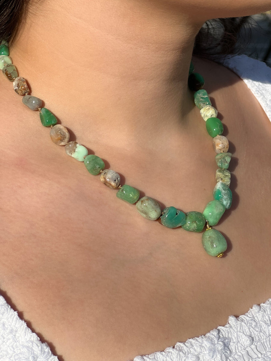 Chrysoprase Nuggets Necklace with Pendant