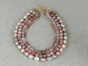 Rhodochrosite Baroque Pearl Necklace