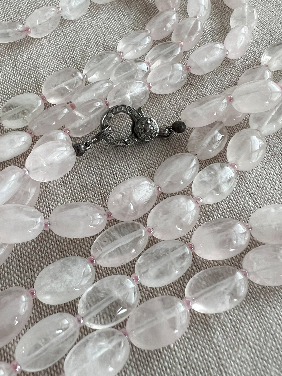Long Rose Quartz Necklace