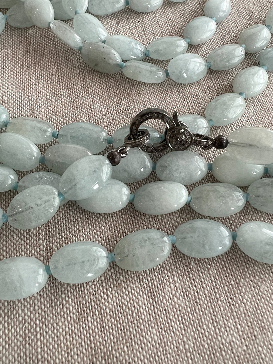 Long Milky Aquamarine Necklace