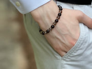 Men's Smoky Quartz Two Tone Adjustable Bracelet