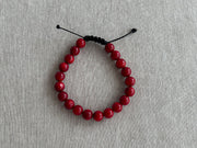 Men's Red Coral Adjustable Bracelet