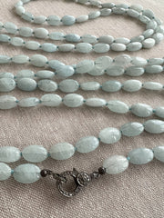 Long Milky Aquamarine Necklace
