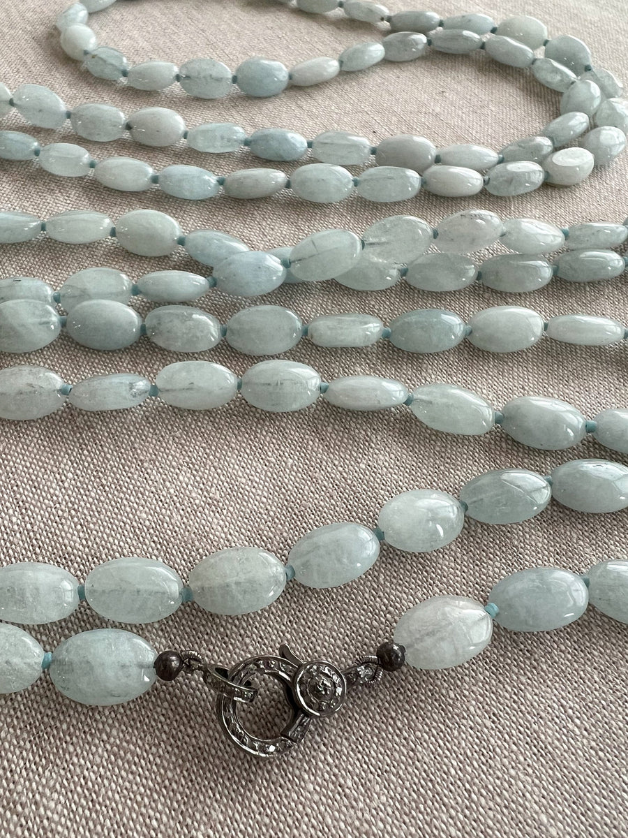 Long Milky Aquamarine Necklace