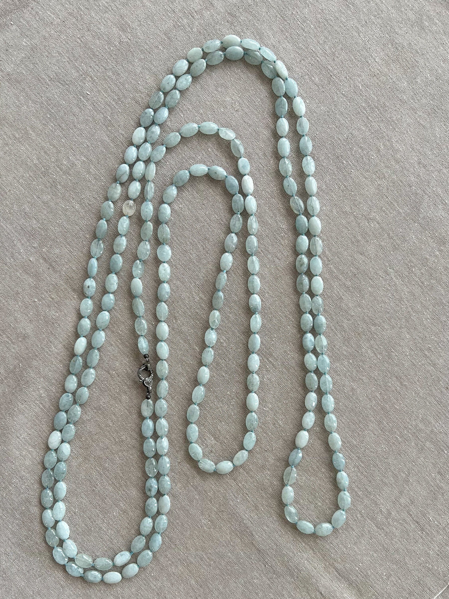 Long Milky Aquamarine Necklace