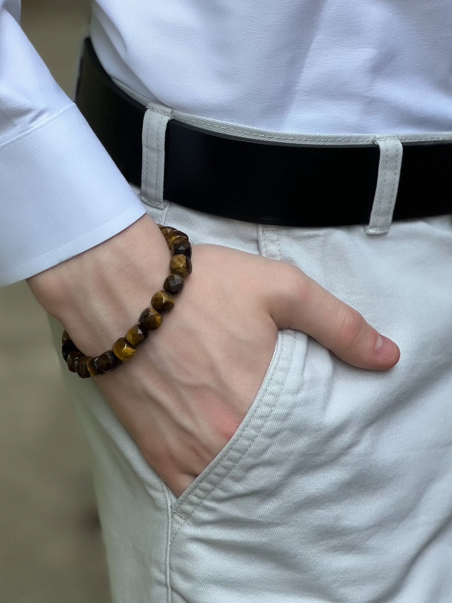 Men's Natural Tiger Eye Adjustable Bracelet