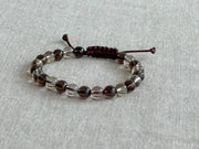 Men's Smoky Quartz Two Tone Adjustable Bracelet