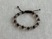 Men's Smoky Quartz Two Tone Adjustable Bracelet