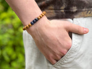 Sandalwood_bracelet,Sandalwood,Men's_Bracelets,Unisex_Bracelet,Sapphires,Sapphire_accents,Boho_Bracelet,Popular_Style,Handmade,Gift_He_Will_Love,Stretch_Bracelet,Gemstone_Bracelet,Natural_gemstones