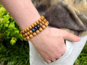 Men's Sandalwood and Natural Sapphire Bracelet