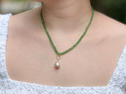 Tsavorite and Baroque Pearl Necklace