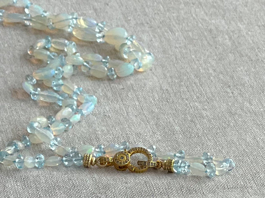 Ethiopian Opal and Blue Topaz Necklace