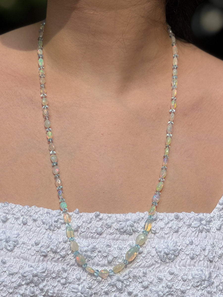Ethiopian Opal and Blue Topaz Necklace