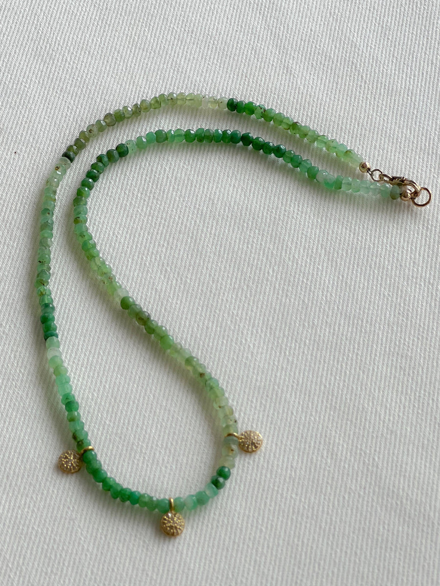 Chrysoprase Necklace with Pave Diamond Accents