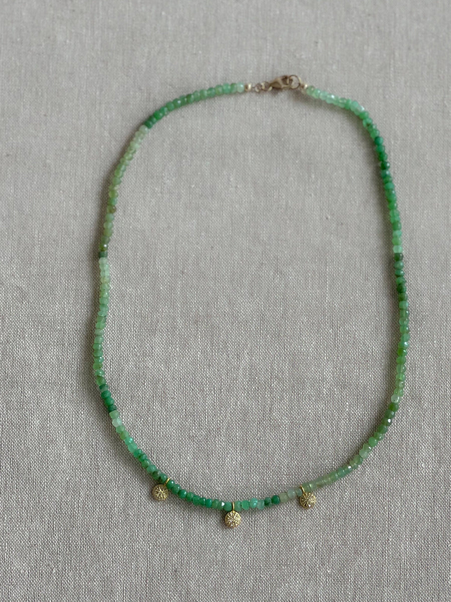 Chrysoprase Necklace with Pave Diamond Accents