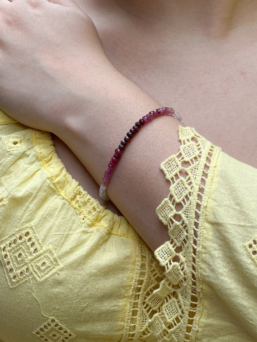 Shaded Rubies with Gold Filled Accents Bracelet