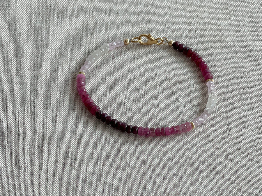 Shaded Rubies with Gold Filled Accents Bracelet