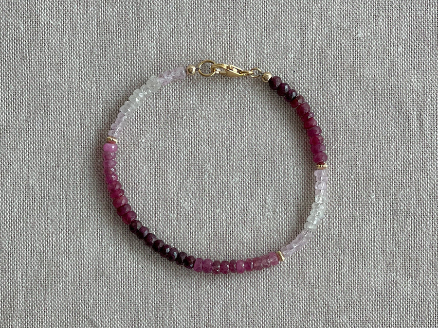 Shaded Rubies with Gold Filled Accents Bracelet