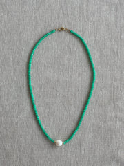 Chrysoprase Necklace with Rice Pearl Accent