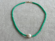 Chrysoprase Necklace with Rice Pearl Accent
