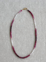 Shaded Ruby Ombre Necklace with Gold Accents