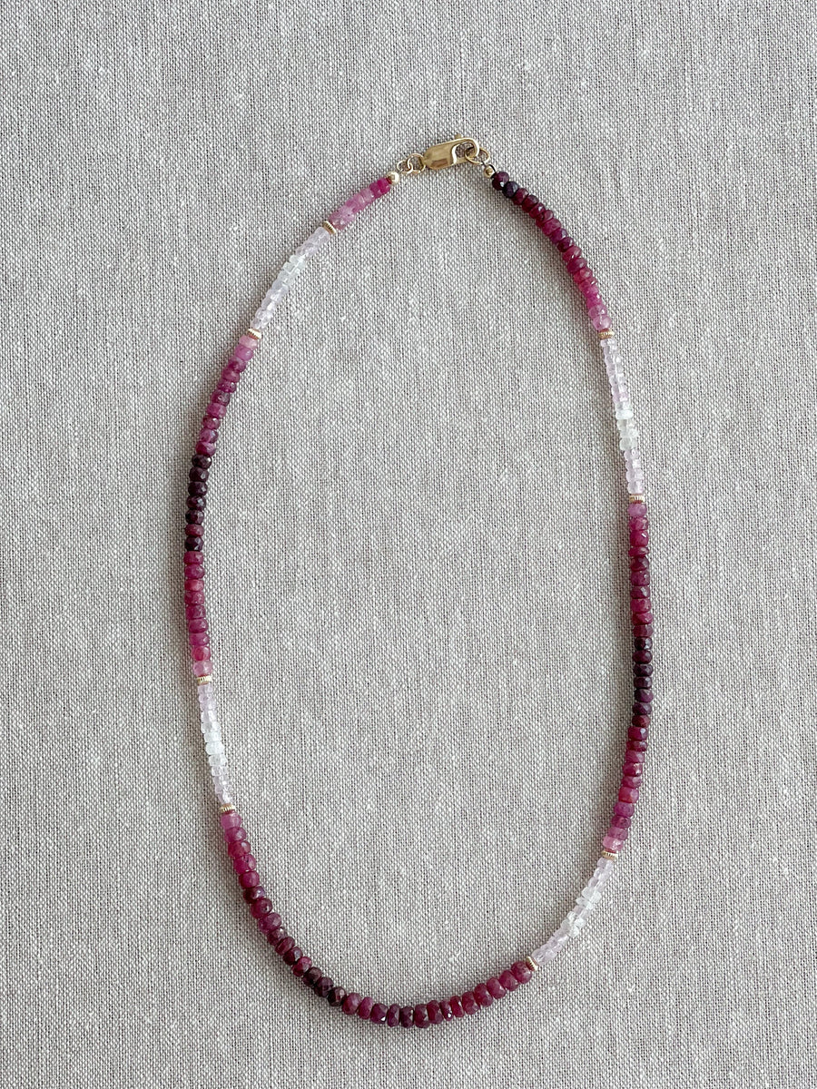 Shaded Ruby Ombre Necklace with Gold Accents
