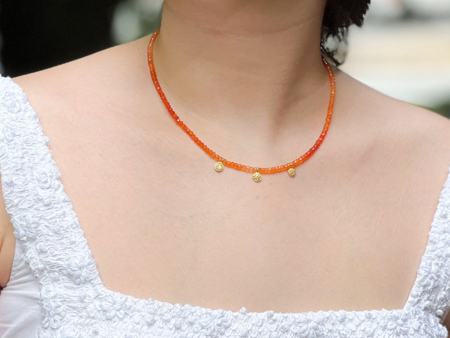 Carnelian_Necklace,Gemstone_Necklace,Natural_Gemstones,Carnelian,Pave_Diamond_accents,July_Birthstone,handmade_necklace,Orange_Gemstone,Summer_jewelry,Gift_for_Her,Boho_Necklace,Orange_Necklace,Ombre_Carnelian