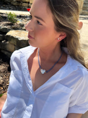 Burmese Sapphire Necklace with Baroque Pearl