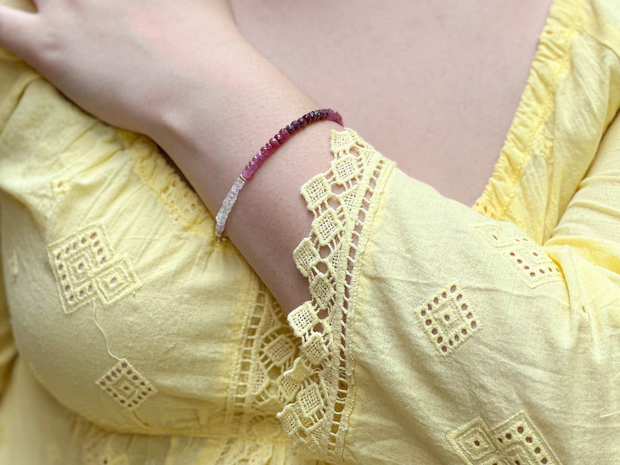 Shaded Rubies with Gold Filled Accents Bracelet