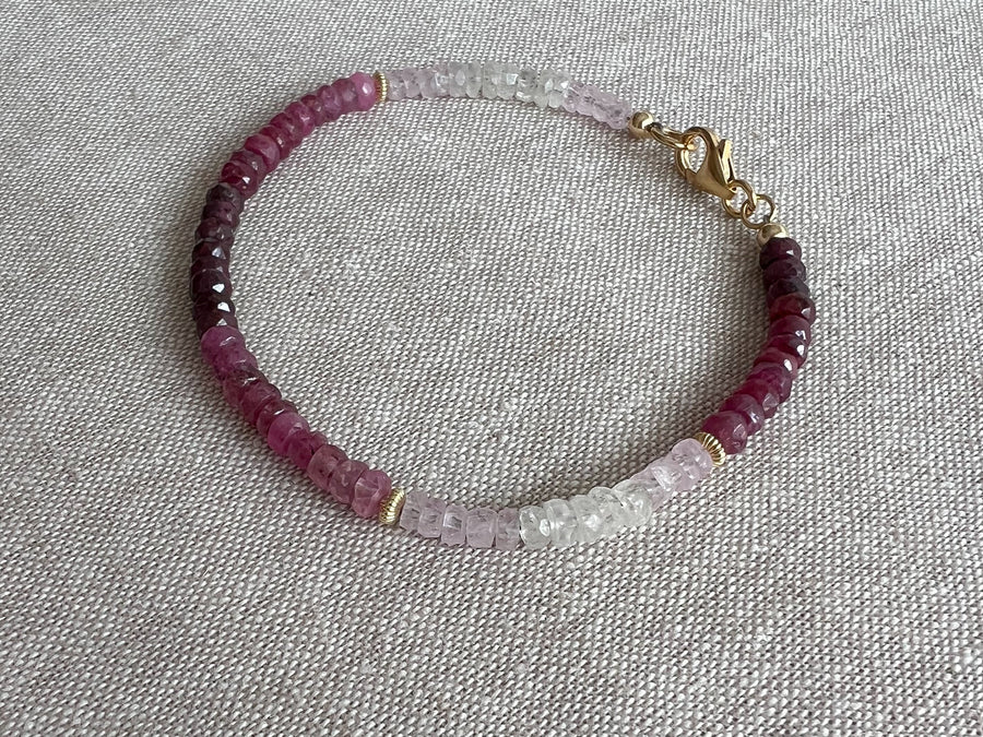 Shaded Rubies with Gold Filled Accents Bracelet