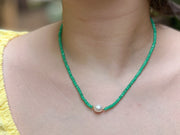 Chrysoprase Necklace with Rice Pearl Accent