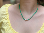 Chrysoprase Necklace with Rice Pearl Accent