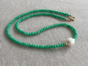 Chrysoprase Necklace with Rice Pearl Accent