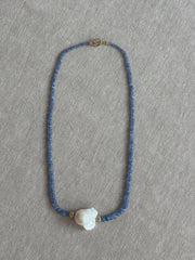 Burmese Sapphire Necklace with Baroque Pearl