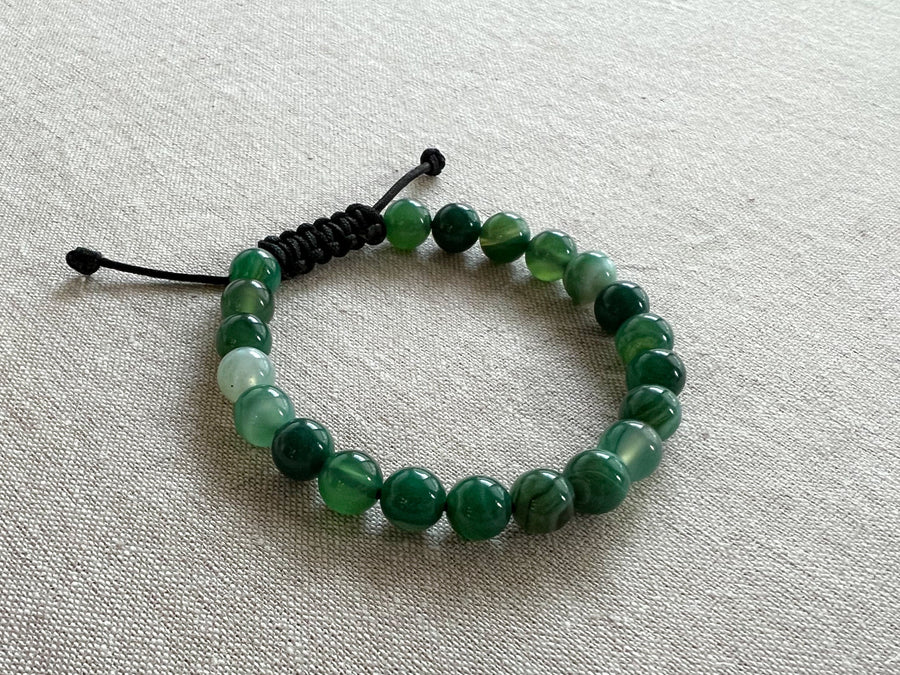 Green Agate Adjustable Slide Bracelet