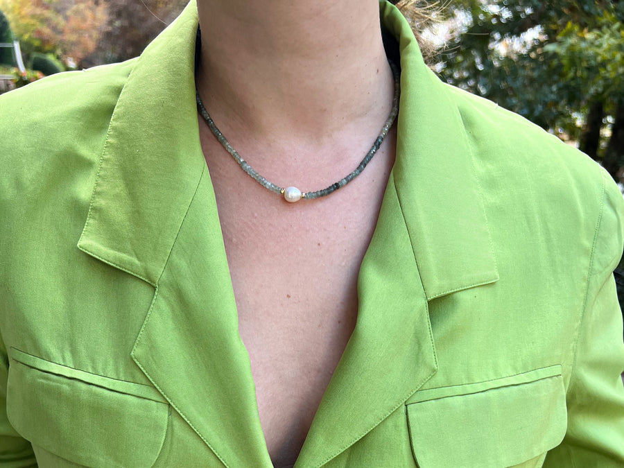 Aquamarine and Pearl Necklace
