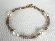 Moonstone Pearl Station Bracelet