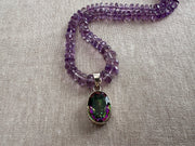 Amethyst Necklace with Mystic Topaz Pendant