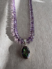 Amethyst Necklace with Mystic Topaz Pendant