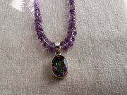 Amethyst Necklace with Mystic Topaz Pendant