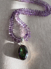 Amethyst Necklace with Mystic Topaz Pendant