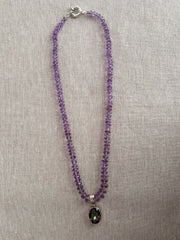 Amethyst Necklace with Mystic Topaz Pendant